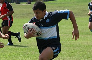 Tomas Johnson 'the huan wreckin ball' - Endeavour SHS vs Matraville SHS U13's Trial game (Photo : ourfooty media)