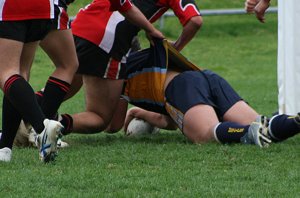 Westfields dive in for a try right next to the post 