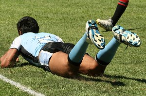 Zach Rasmussen scores a try - Cronulla SHARKS v WA REDS SG Ball action (Photo's : ourfootymedia)