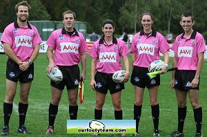 Kasey Badger and the Ref's ( Photo's : OurFootyMedia) 