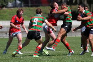 WA Reds Ben Whitley tries to smash thru the Souths Defence (Photo : OurFootyMedia) 