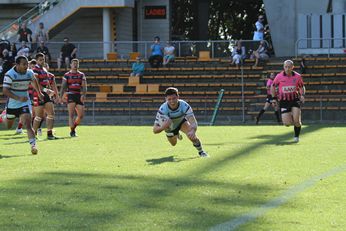 Chad Townsend dives for a good try in the NSW Cup Qualifying Final Action - Nth Sydney Bears v Cronulla Sharks action (Photo : steve monty / OurFootyMedia) 