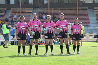 Aaron MOLLER, Andrew GILCHRIST, Todd SMITH, Rikki MONK & Daniel LUTTRINGER - REF's for the National U16 Club Championships (Photo : OurFootyMedia) 