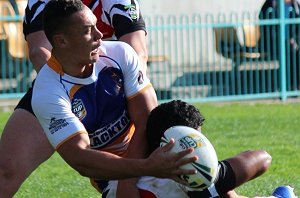 Tyrell Fuimaono unloads in Rnd 1 Erindale v Patrician Brothers 