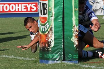 Cronulla NSWCup Hooker Michael Lichaa dives in for the 2nd of his 3 tries in 8 mins (Photo : steve monty / OurFootyTeam.Com) 