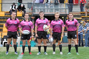 Nathan Loveday, Ben Teague, Kieren Irons, Ryan Thomas & Josh Burton - SG BallCup Grand Final Referee's (Photo : steve monty / OurFootyMedia) 