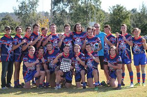 HUNTER CHAMPS: The victorious Toronto High School open age rugby league team with coaches Peter Chapman and Steve Richards.