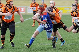 Braithan Keenan crosses over one of his two tries in the final against Nyngan at Dubbo on Wednesday. Picture: Belinda Soole