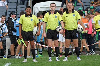 Joel Mani, Martin Jones & Nathan Loveday - SG Ball Cup Semi Final Referee's - Canberra Raiders v Cronulla SHARKS (Photo : steve montgomery / OurFootyTeam.com)