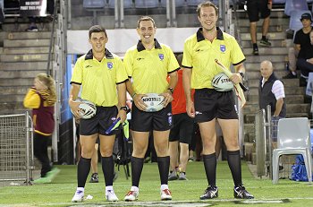 Cameron Paddy, Jo West & Andrew Gilchrist Referee's - Cronulla SHARKS v Illawarra Steelers SG Ball Cup Rnd 7 (Photo : steve montgomery / OurFootyTeam.com)
