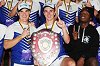 Wagga High School celebrates its 16-14 Hardy Shield grand final win over Kildare Catholic College at Parramore Park on Tuesday night . Picture: Kieren L Tilly