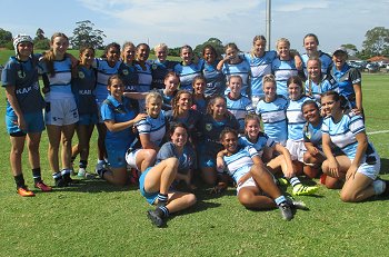 SYDNEY INDIGENOUS ACADEMY & Cronulla - Sutherland Sharks Tarsha Gale Cup u18 Girls Rugby League Trials Group Photo (Photo : steve montgomery / OurFootyTeam.com)