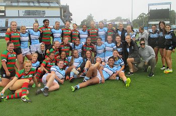 South Sydney Rabbitoh's & Cronulla - Sutherland Sharks Tarsha Gale Cup u18 Girls Rugby Rnd 3 Group Photo (Photo : steve montgomery / OurFootyTeam.com)