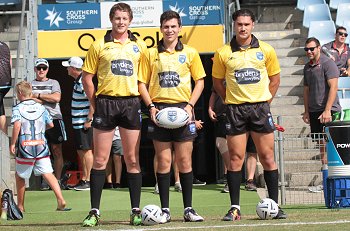 Cody Simmons, Lachlan Greenfield & Josh Bradstock REFEREE'S - Referee's Tarsha Gale Cup Rnd 53 Cronulla - Sutherland Sharks v Illawarra Steelers Action (Photo : steve montgomery / OurFootyTeam.com)