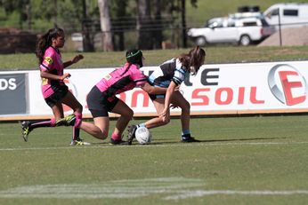 Qunicy Dodd scores a try - Tarsha Gale Cup u18 Girls Rugby League Rnd 9 Panthers v Sharks Action (Photo : steve montgomery / OurFootyTeam.com)