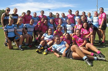 Penrith Panthers & Cronulla - Sutherland Sharks Tarsha Gale Cup u18 Girls Rugby League R9 Group Photo (Photo : steve montgomery / OurFootyTeam.com)