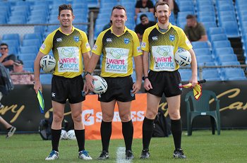 Charlie Suters, Nathan Loveday and Dean Tyler Referee's - Referee's - NSWRL Jersey Flegg Cup Rnd 7 Canterbury-Bankstown Bulldogs v Cronulla - Sutherland Sharks (Photo : steve montgomery / OurFootyTeam.com)