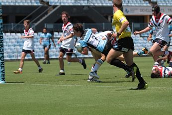 Kade Dykes dives in for a massive try - NSWRL Harold Matthews Cup Rnd 1 Cronulla SHARKS v Central Coast ROOSTERS U 16s Action (Photo : steve montgomery / OurFootyTeam.com)