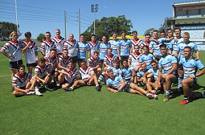 Cronulla Sharks & the Central Coast Roosters SG Ball Cup teams after their Rnd 1 clash (Steve Montgomery / OurFootyTeam.com) 