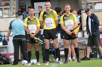 Corey Fisher, Tom Stindl and Robert Morey - Referee's - 2018 NSWRL Harold Matthews Cup Preliminary Final Manly Seaeagles v Penrith Panthers (Photo : steve montgomery / OurFootyTeam.com)