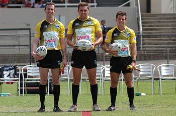 Jack Bird, Luke Heckendorf & Joey Tesoriero - Referee's - NSWRL SG Ball Cup Rnd 3 Sydney Roosters v Illawarra Steelers (Photo : steve montgomery / OurFootyTeam.com)
