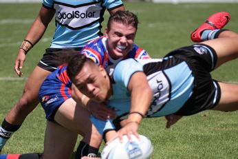Eliah Veikoso dives in for a try - Knights v Sharks U18 SG Ball Cup Action (Photo : steve montgomery / OurFootyTeam.com)