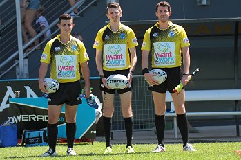Luke Saldern, Cameron Turner & Mark Gannon - REFEREE'S - Newcastle Knights v Cronulla Sharks SG Ball Cup Rnd 4 (Photo : steve montgomery / OurFootyTeam.com)