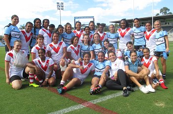 St. George Dragons & Cronulla - Sutherland Sharks U18 Tarsha Gale Cup u18 Girls Rugby League Rnd 5 GroupPhoto (Photo : steve montgomery / OurFootyTeam.com)