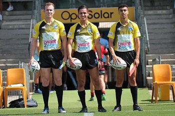 Noah Simpkins, Brendan Cavallaro and Isaac El-Hassan - Referee's - NSWRL Harold Matthews Cup Rnd 7 Cronulla - Sutherland Sharks v North Sydney Bears (Photo : steve montgomery / OurFootyTeam.com)
