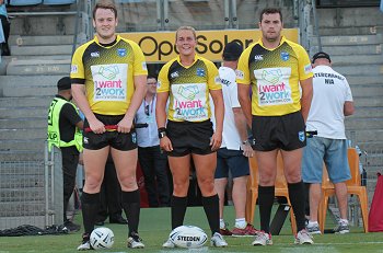 Lachlan Greenfield, Karra-Lee Nolan % Michael Ford - Referee's - NSWRL SG Ball Cup Rnd 8 Cronulla - Sutherland Sharks v Balmain Tigers (Photo : steve montgomery / OurFootyTeam.com)