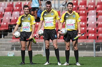 Lachlan Greenfield, Mitchell Currie and Mark Gannon - Referee's - NSWRL SG Ball Cup Rnd 9 Illawarra Steelers v Cronulla - Sutherland Sharks (Photo : steve montgomery / OurFootyTeam.com)