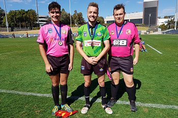 Nathan McGarry, Brent Glawson and Mitch Bonnie - Referee's - NSW SHS Buckley Shield GRAND FINAL. The Hills SHS & Westfields SHS (Photo : steve montgomery / OurFootyTeam.com) 