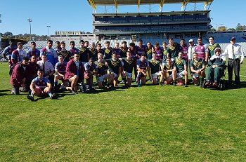 Patrician Brothers and Holy Cross 2019 nrl Schoolboy Cup 2018 Quarter Final Team Photo (Photo : Steve Montgomery / OurFootyTeam.com