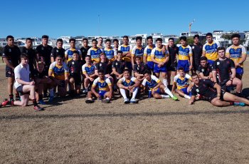 Endeavour SHS and Patrician Brothers 2019 nrl Schoolboy Cup Rnd 3 Team Photo (Photo : Steve Montgomery / OurFootyTeam.com)