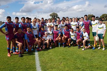 Hunter SHS and The Hills SHS Under 14s Buckley Shield 2019 Semi Finals Team Photo (Photo : steve montgomery / OurFootyTeam.com) 