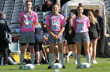 Jayden Kastelan, Ethan Klein and Ebony Tzoukas Referee's - Illawarra Steelers v WestsTigers - Tarsha Gale Cup u18 Preliminary Final (Photo : steve 