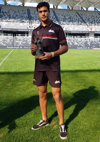 Joseph Suaalii (South Sydney Rabbitoh's) 2019 Harold Matthews Cup PLAYER of the YEAR (Photo : Steve Montgomery / OurFootyTeam.com)