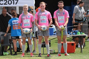 Jeremy Fermke, Darcy Hind and Elijah Fernance - REFEREE - Cronulla Sharks v Newcastle Knights Tarsha Gale Cup u18 Rnd 6 Action (Photo : steve montgomery / OurFootyTeam.com)