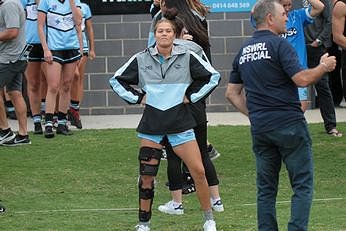 Zali Fay - Cronulla Sharks v Newcastle Knights Tarsha Gale Cup u18 Girls Rugby League Trial Match Action (Photo : steve montgomery / OurFootyTeam.com)