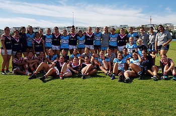 Cronulla Sharks and Sydney Roosters Indigenous Academy Tarsha Gale Cup u18 Girls Rugby League Rnd 7 GroupPhoto (Photo : steve montgomery / OurFootyTeam.com)