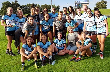 Ms. Tarsha Gale & Cronulla SHARKS U18 Tarsha Gale Cup 2019 Rnd 9 v BULLDOGS TeamPhoto (Photo : steve montgomery / OurFootyTeam.com)