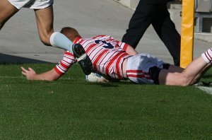 Nathan Green scores his try - Nathan Green dives in for a try - ARRIVE aLIVE CUP - Christian Brother's Lewisham v Marist Brother's Kogarah (photo : ourfooty media)