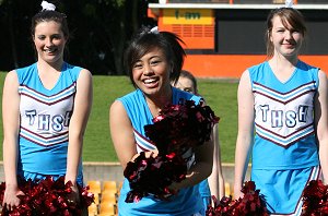 The Hills SHS CHEERLEADERS in Action at the Arrive alive Cup (Photo : ourfootymedia)