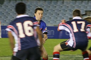 Luke Dodge runs the ball - - Engadine Vs Menai at Shark Park (Photo's : ourfooty media)