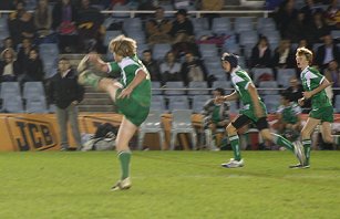Jack Sommerfield kicks for distance - De la Salle Vs Gymea Gorilla's Rnd 3 at Shark Park ( Photo : ourfooty media)