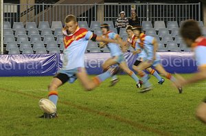 The kick that crushed a coach, Luke Manahan kicks a beauty - De la Salle Vs Gymea Gorilla's Rnd 3 at Shark Park ( Photo : ourfooty media)