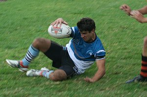 Ryan Giles puts the ball down for an easy try Sharks U 15's Vs FWAS (Photo : ourfooty media)