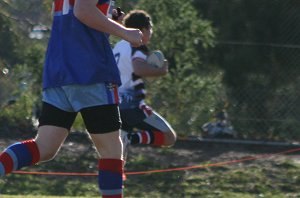 Hayden Phillips head for the try line - Menai Roosters v Engadine Dragons Rnd 6 U16A's ACTioN (Photo's : ourfooty media)
