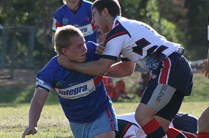 Brett Denford gets away a gr8 one handed pass - - Menai Roosters v Engadine Dragons Rnd 6 U16A's ACTioN (Photo's : ourfooty media)