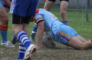 Reece Davidson scores the try - De La Salle v St. John's Bosco U16A's Rnd 8 aCTioN (Photo's : ourfooty media)